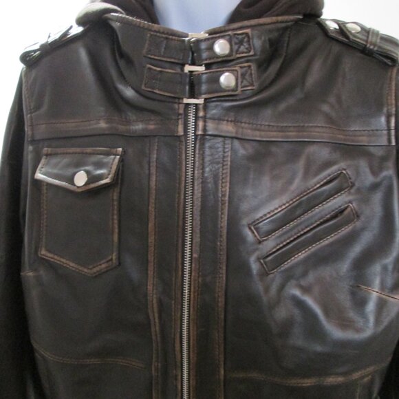 Distressed Style 100% Leather Bomber Jacket – New - Picture 12 of 14